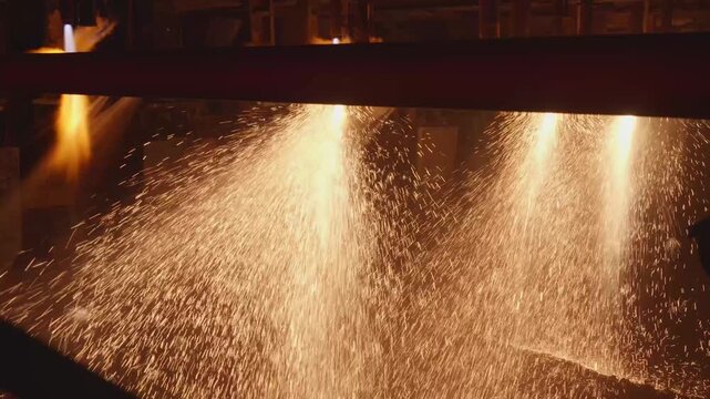 Cutting steel billets using gas burners in the foundry shop