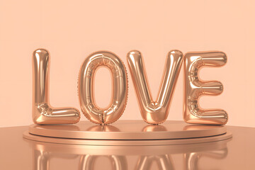 Rose Gold "LOVE" Balloons on a Pedestal