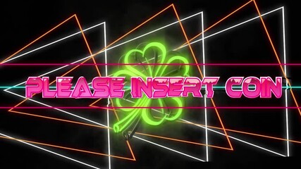 Animation of level up text over clouds and orange squares - Powered by Adobe