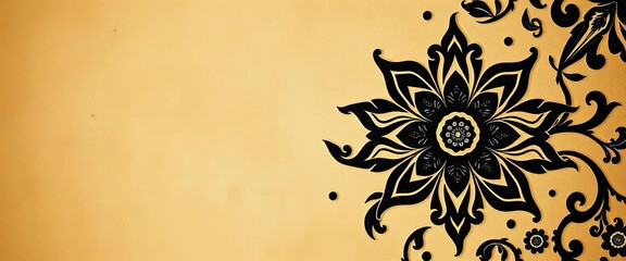 Intricate black floral pattern on a textured wall,  photography,   vintage