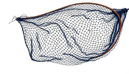Intricate fishing net, isolated on white background,  texture,  network