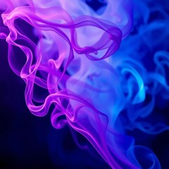 Smoke tendrils in vibrant purple and blue hues swirling intensely,  atmospheric,  ethereal