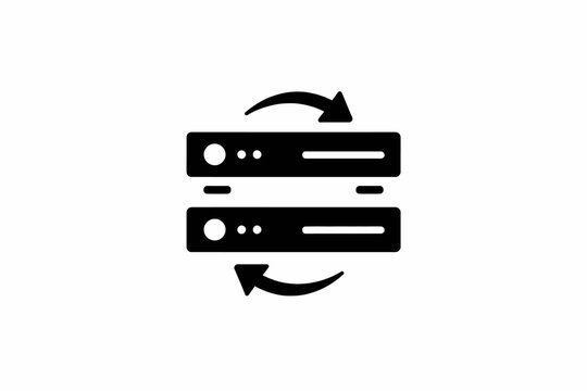 Data synchronization between servers or database transfer icon for web and app design isolated on transparent background, isolated on white background, Vector