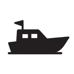 Obraz premium Nautical Vector Icon – Boat with Flag