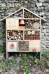 Insect hotel in a garden	