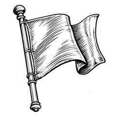 Vintage banner on a pole waving in the wind  