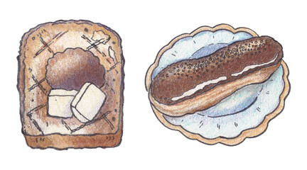 Bakery pastry and cake watercolor clipart