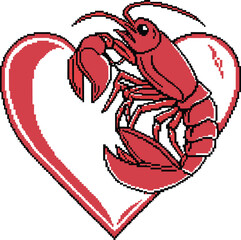 Red lobster with heart , white background