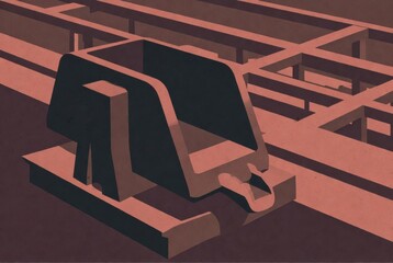 Foundry floor, industrial steel pouring element, isolated on solid background
