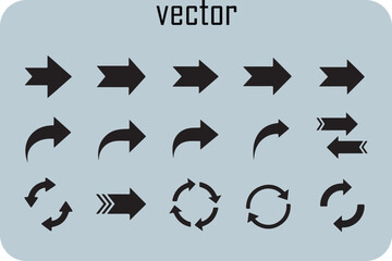 Collection of black arrows on gray background