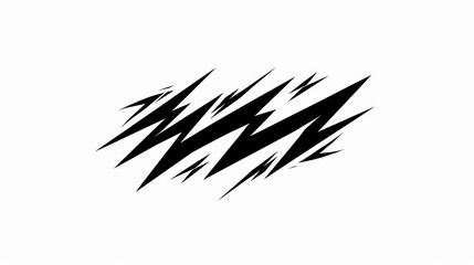 Abstract graphic illustration of bold black lightning on white background