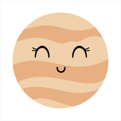 Cute venus planet clipart, cartoon isolated solar system element for kids space design. Vector illustration. © JulzaArt