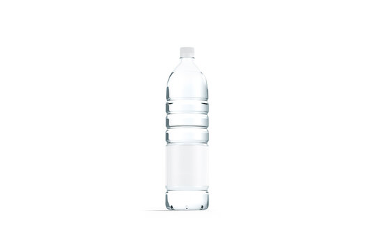 Blank transparent plastic bottle mock up, png, transparent backgroud, 3d rendering. Empty mineral water package mockup, cut out. Clear botle with liquid. Disposable pack with beverage template.