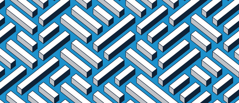 3D labyrinth seamless pattern, vector abstract background of isometric maze wallpaper, geometric blocks creative concept, cubic rebus.