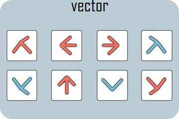 Collection of various directional arrow icons in red and blue