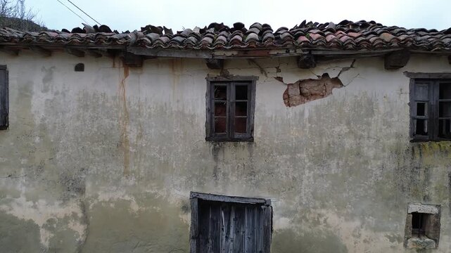 Abandoned House in Rural Area Showing Depopulation and Decline of Countryside