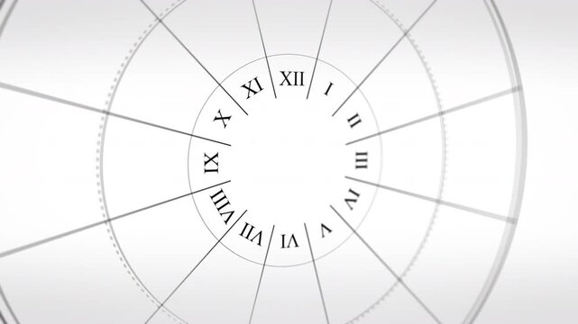 Clean astrological zodiac wheel with Roman numerals and glowing red constellation symbols arranged in a circular diagram, minimalist design, ideal for astrology, time, fate, and cosmic concept visuals