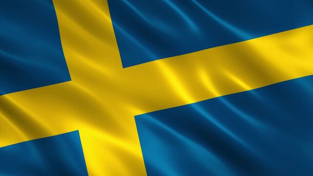 waving sweden national flag animation loop