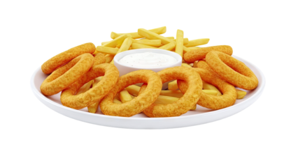 Onion Rings and French Fries with Dip