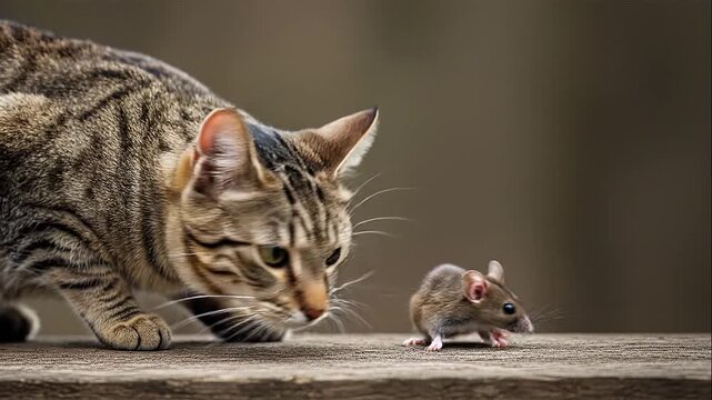 Cat mouse predatory instinct hunting tension