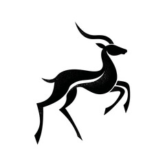 Stylized antelope illustration in black silhouette on a clean white background