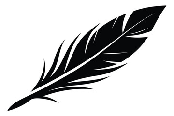 Obraz premium feather silhouette line art vector illustration with a white background