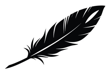 Obraz premium feather silhouette line art vector illustration with a white background