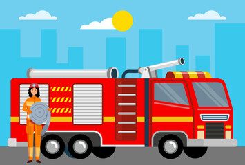 Firetruck Concept Illustration Vector Style