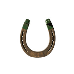 Wood and green horseshoe onTransparent background