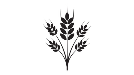Wheat Silhouette in Simple Elegant Black on White Background for Agricultural Logo