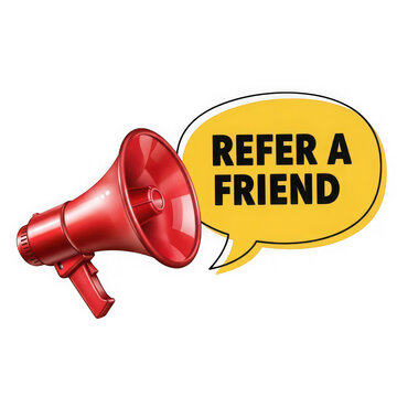Refer a friend megaphone isolated on transparent background