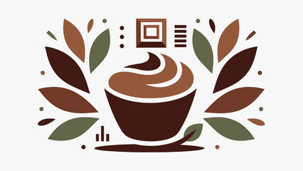 Abstract Dessert Illustration with Earthy Tones and Nature Elements