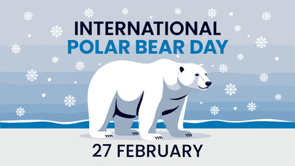 International Polar Bear Day Illustration with a Polar Bear and Snow