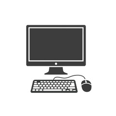 Fototapeta premium Desktop Computer Monitor, Keyboard, and Mouse Vector Icon