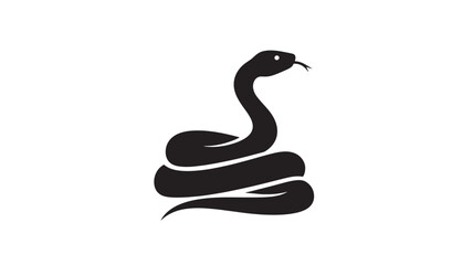 Fototapeta premium Black snake silhouette in minimalist style with dramatic lighting on white background for tattoo design