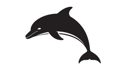 Obraz premium Dolphin Silhouette in Simple Modern Style with High Contrast Black and White for Marine Life Logo
