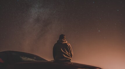 Person Contemplating the Night Sky Under a Blanket of Stars