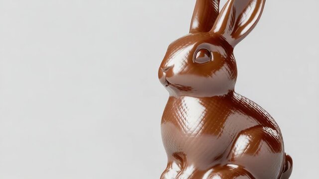A glossy, chocolate-colored rabbit figurine perfect for a festive display.