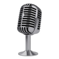 Fototapeta premium Vintage silver microphone on stand vintage microphone isolated on a transparent background