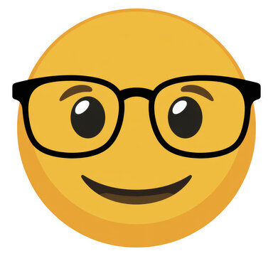 Smiling face emoji wearing black glasses smiling emoji isolated on a transparent background