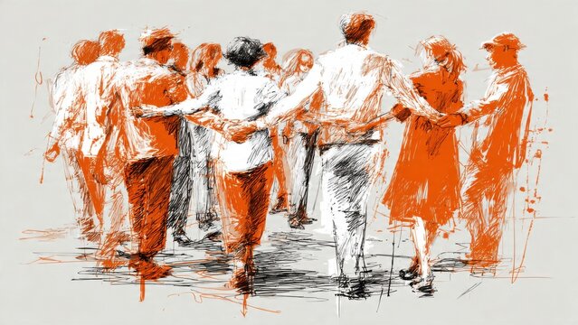 Inclusive Teamwork: Unity exercise among colleagues
