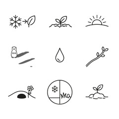 Groundhog Day seasonal change vector icon set with nature symbols