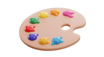 Colorful 3D Cartoon Paint Palette for Art Class and Creative Education