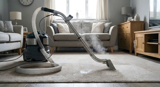 Steam Carpet Cleaning Service in Modern Living Room