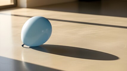 Alone balloon on the floor with day light create shadow on the floor 