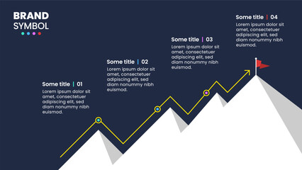 Infographic template. Mountain with peak and 4 steps