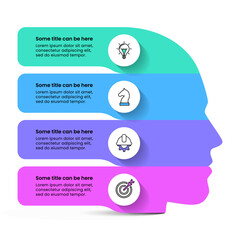 Infographic template. Profile head with 4 banners