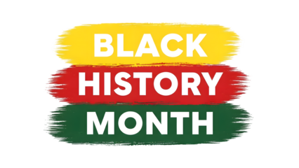Black history month logo with brush stroke effect on transparent background