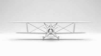 Vintage Biplane Front View with Radial Engine and Fixed Landing Gear aircraft