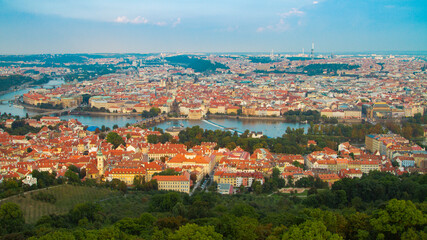 Obraz premium View of the city of Prague from above.